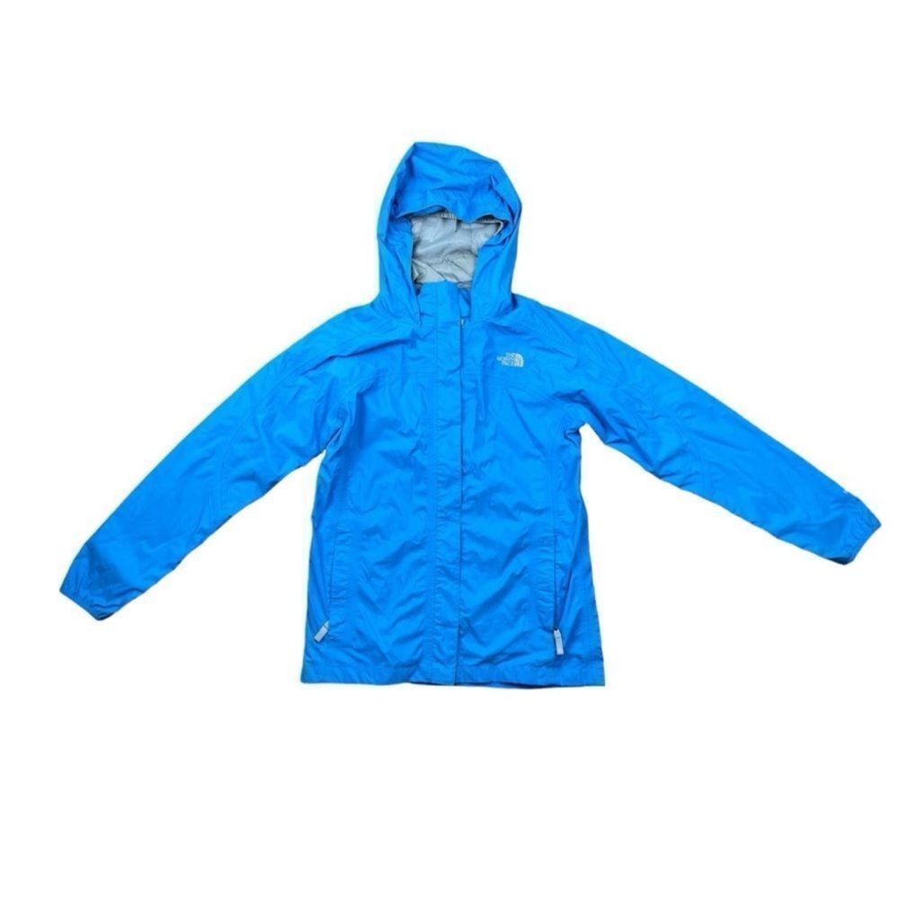 The North Face Girls Blue HyVent Hooded Rain Jacket Windbreaker Waterproof Coat